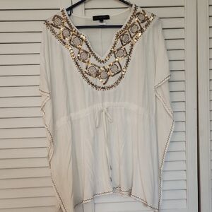 White and Gold Swim Coverup